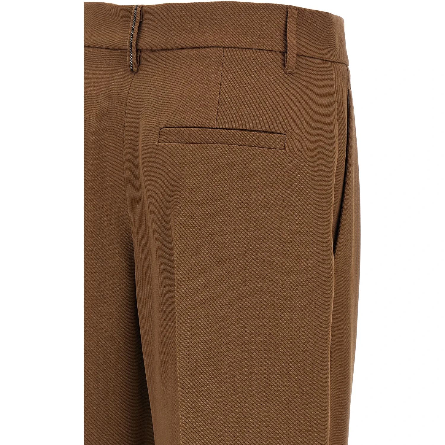 Brown Virgin Wool Casual Pants