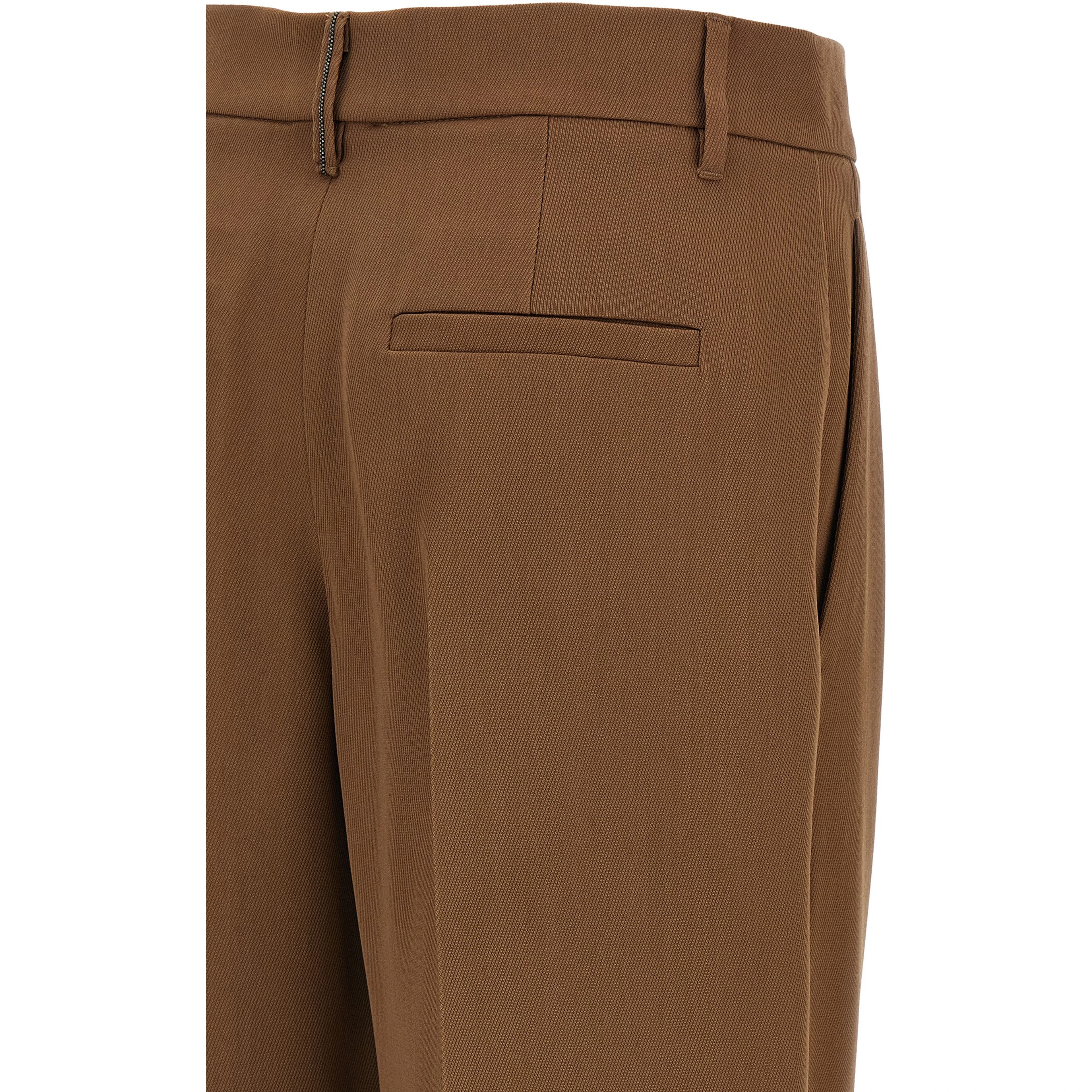 Brown Virgin Wool Casual Pants
