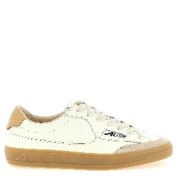 Beige Cowhide Low Top Sneakers