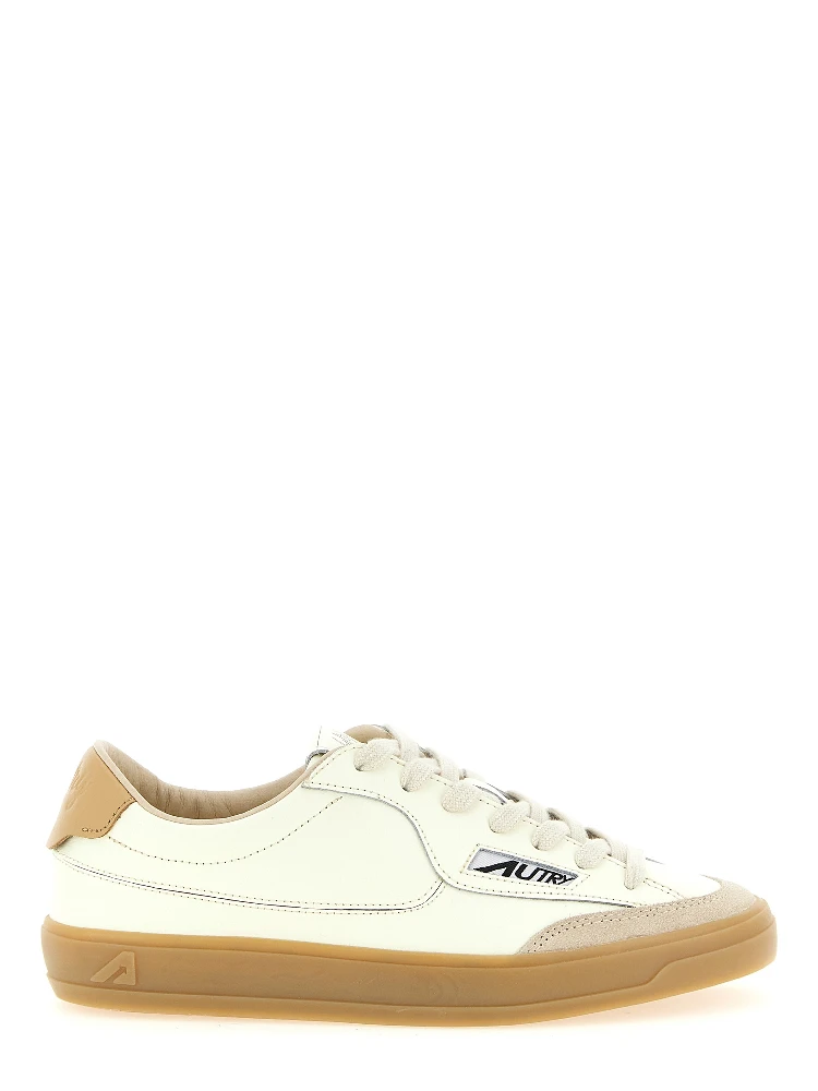 Beige Cowhide Low Top Sneakers