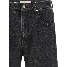 Black Cotton Straight-Leg Jeans