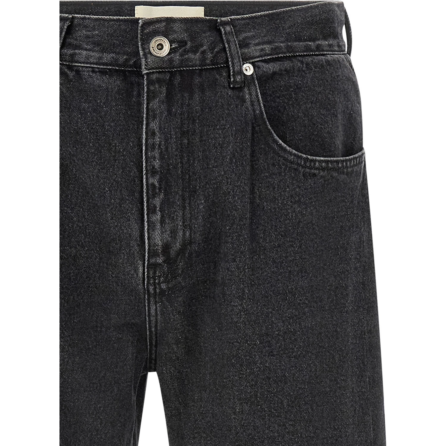 Black Cotton Straight-Leg Jeans