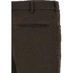 Brown Polyester Casual Pants