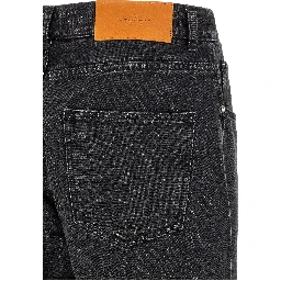 Black Cotton Straight-Leg Jeans