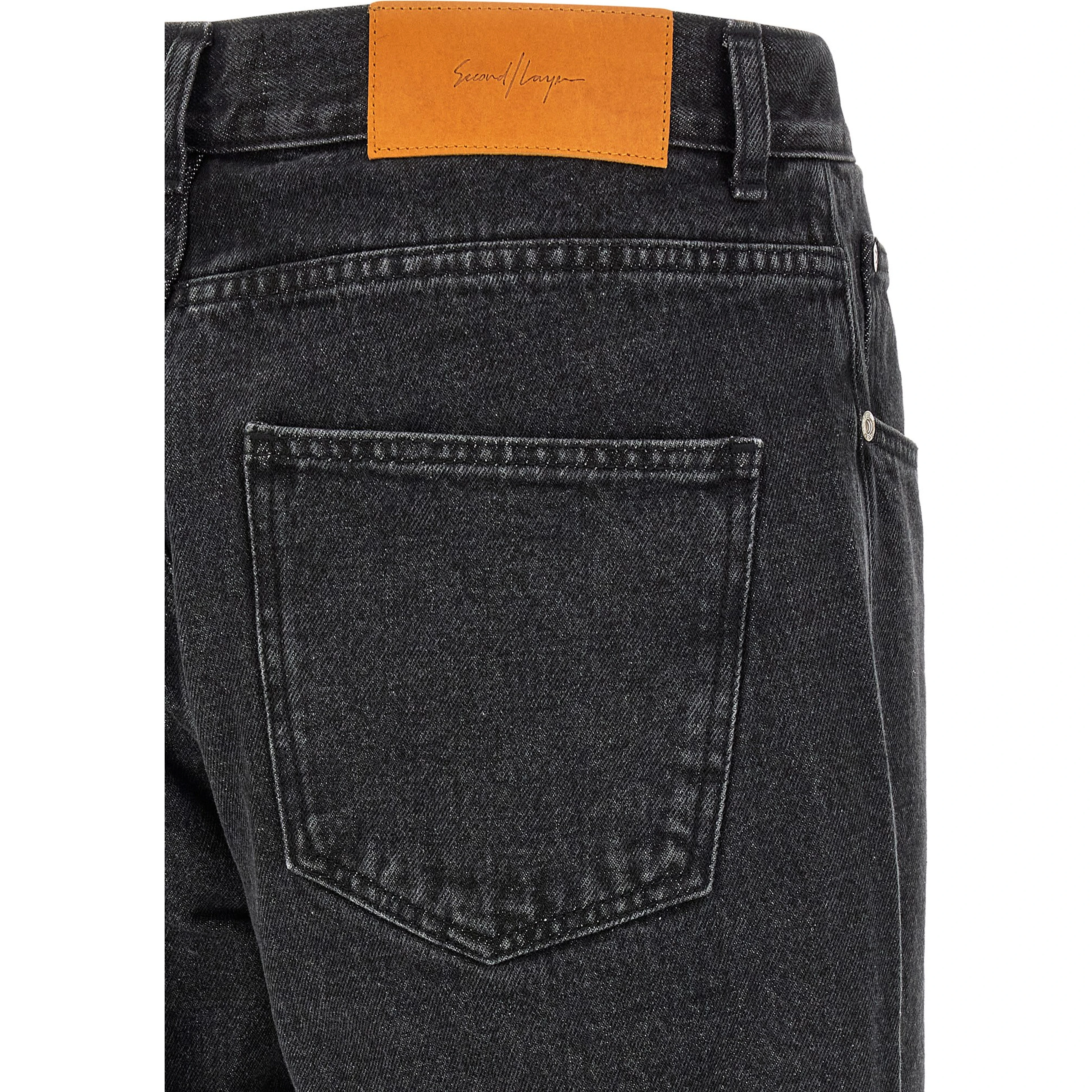 Black Cotton Straight-Leg Jeans