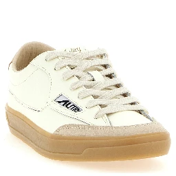 Beige Cowhide Low Top Sneakers
