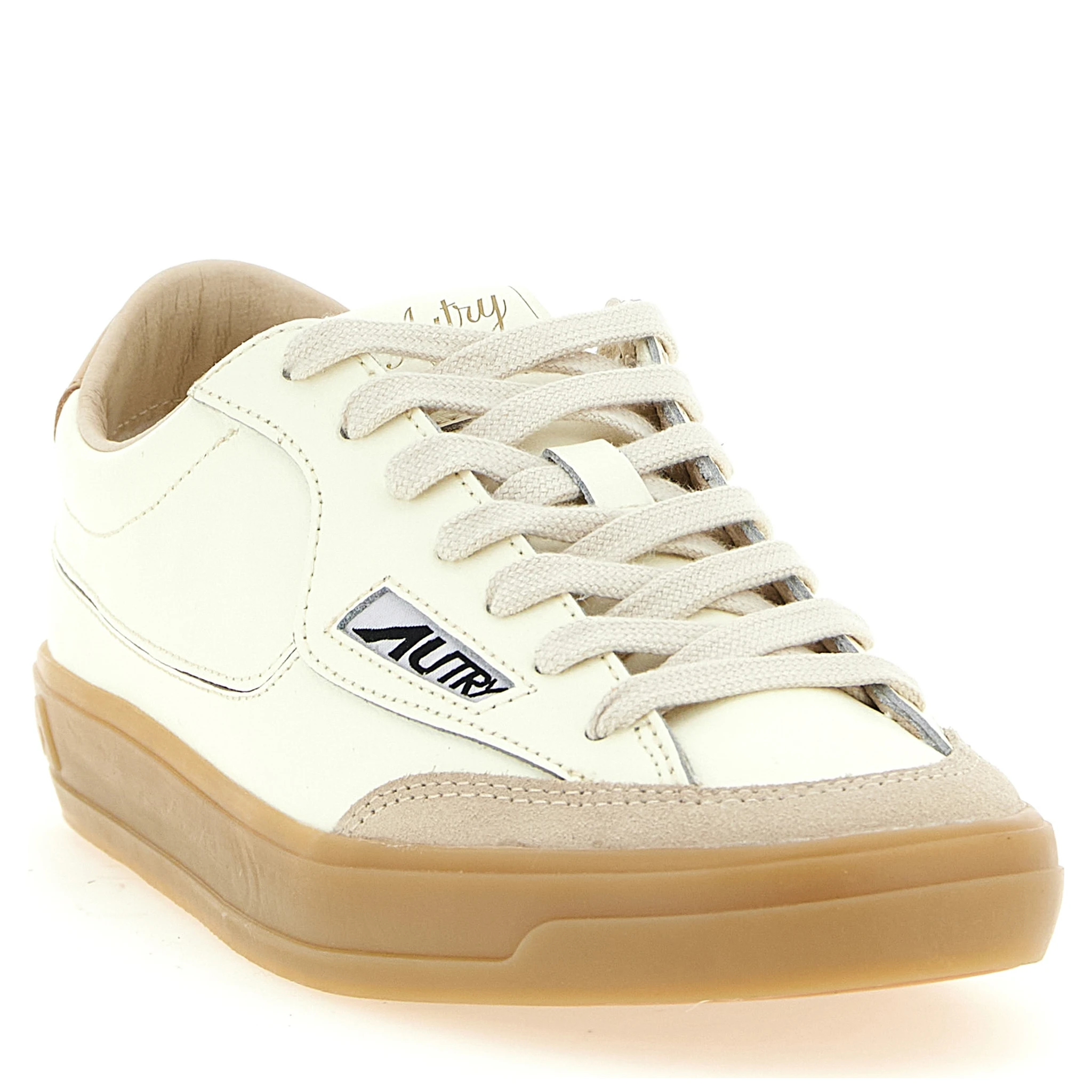 Beige Cowhide Low Top Sneakers