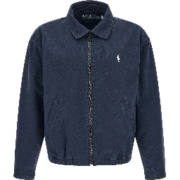 Blue Cotton Full-Length Jacket