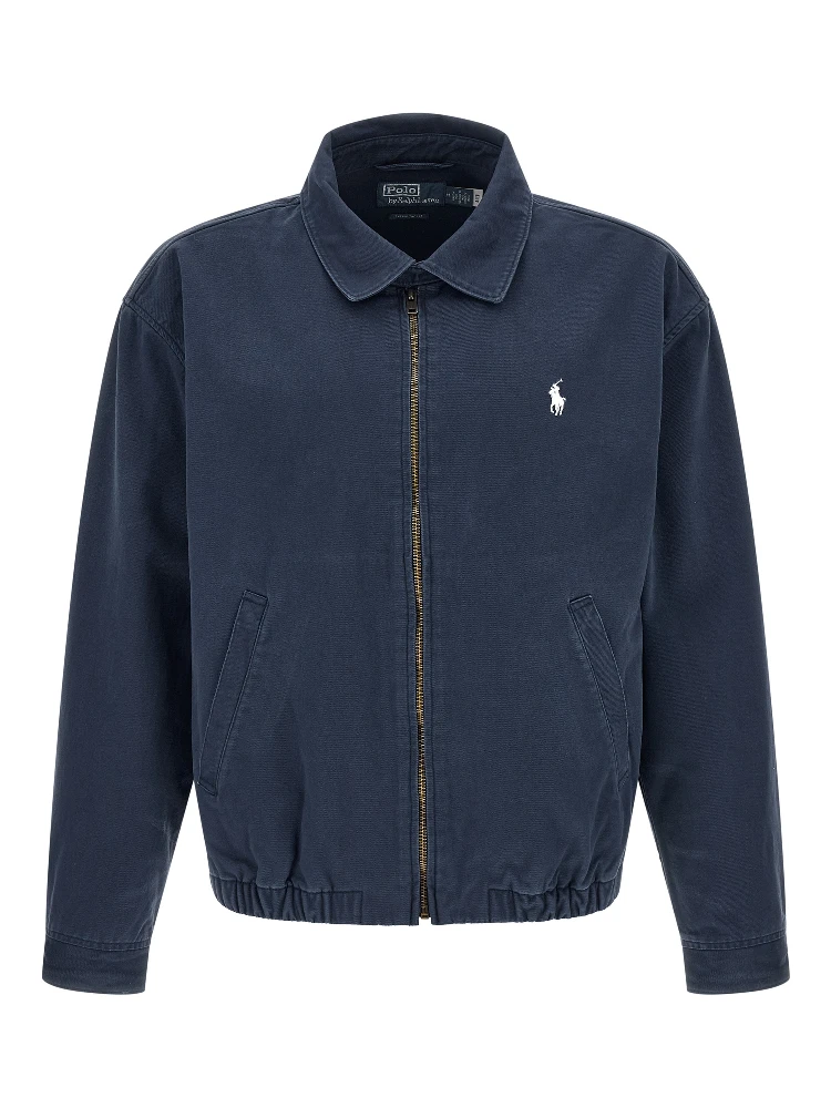 Blue Cotton Full-Length Jacket