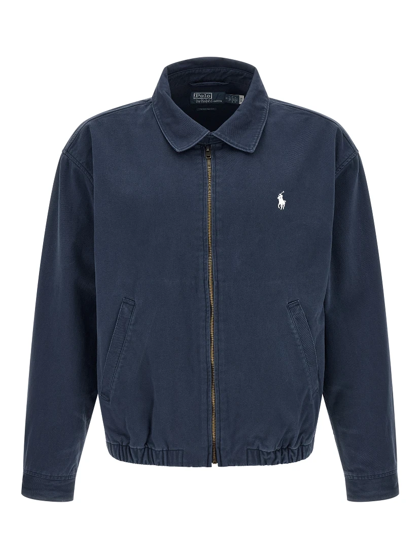 Blue Cotton Full-Length Jacket