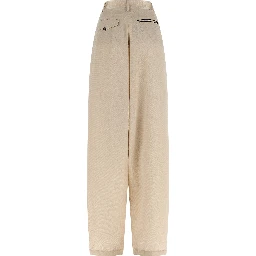 Beige Polyester Casual Pants