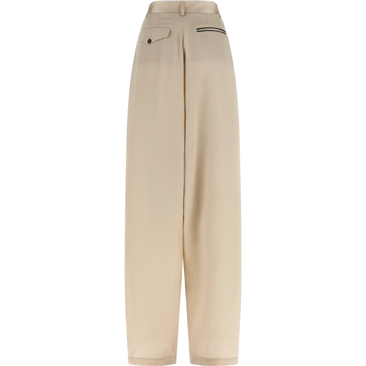 Beige Polyester Casual Pants