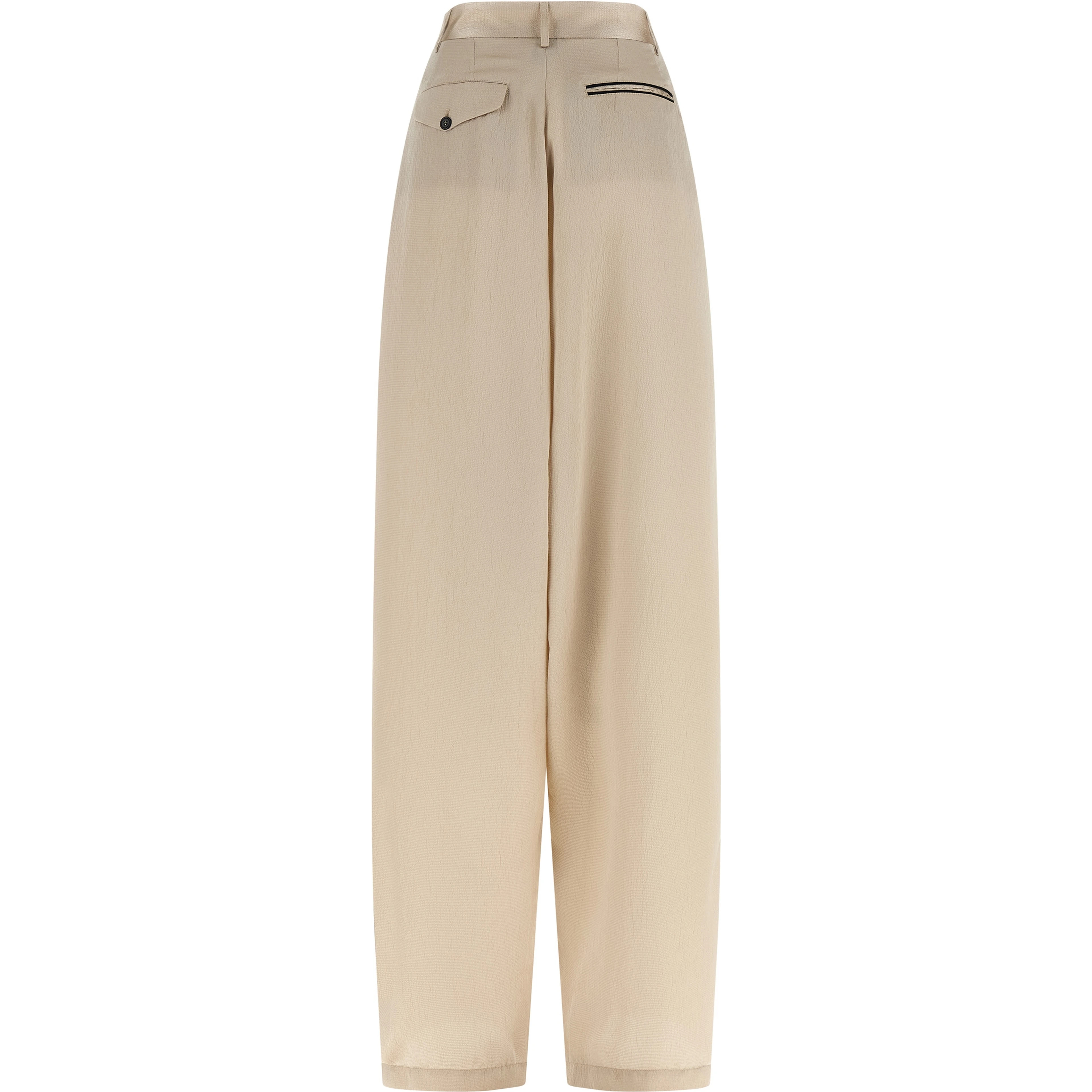 Beige Polyester Casual Pants