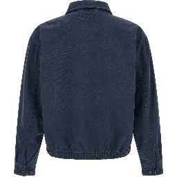 Blue Cotton Full-Length Jacket