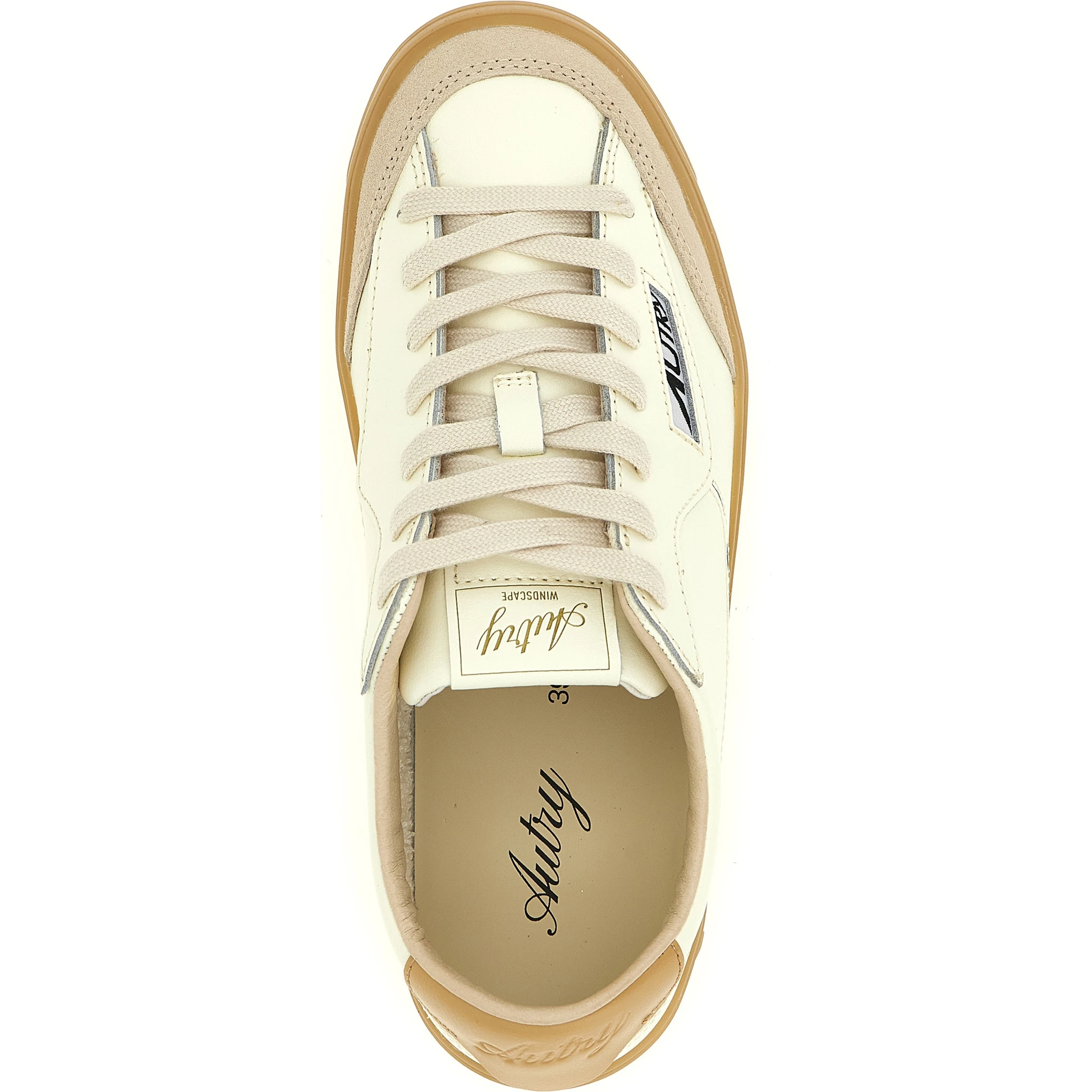 Beige Cowhide Low Top Sneakers