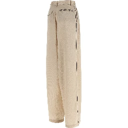Beige Polyester Casual Pants