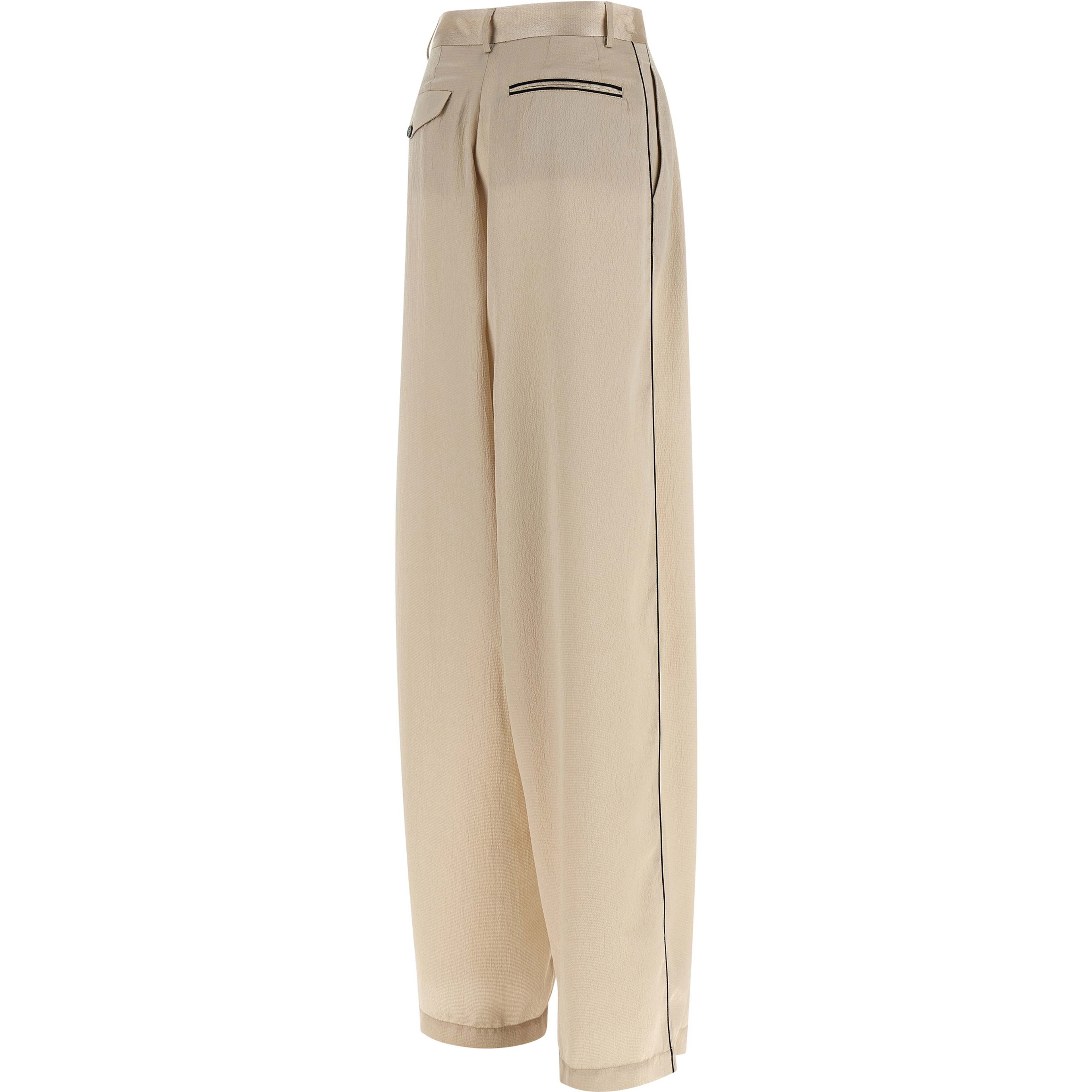 Beige Polyester Casual Pants