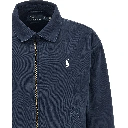 Blue Cotton Full-Length Jacket