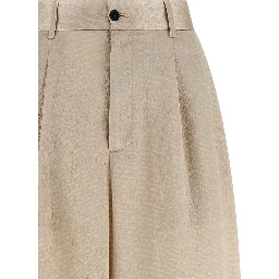 Beige Polyester Casual Pants