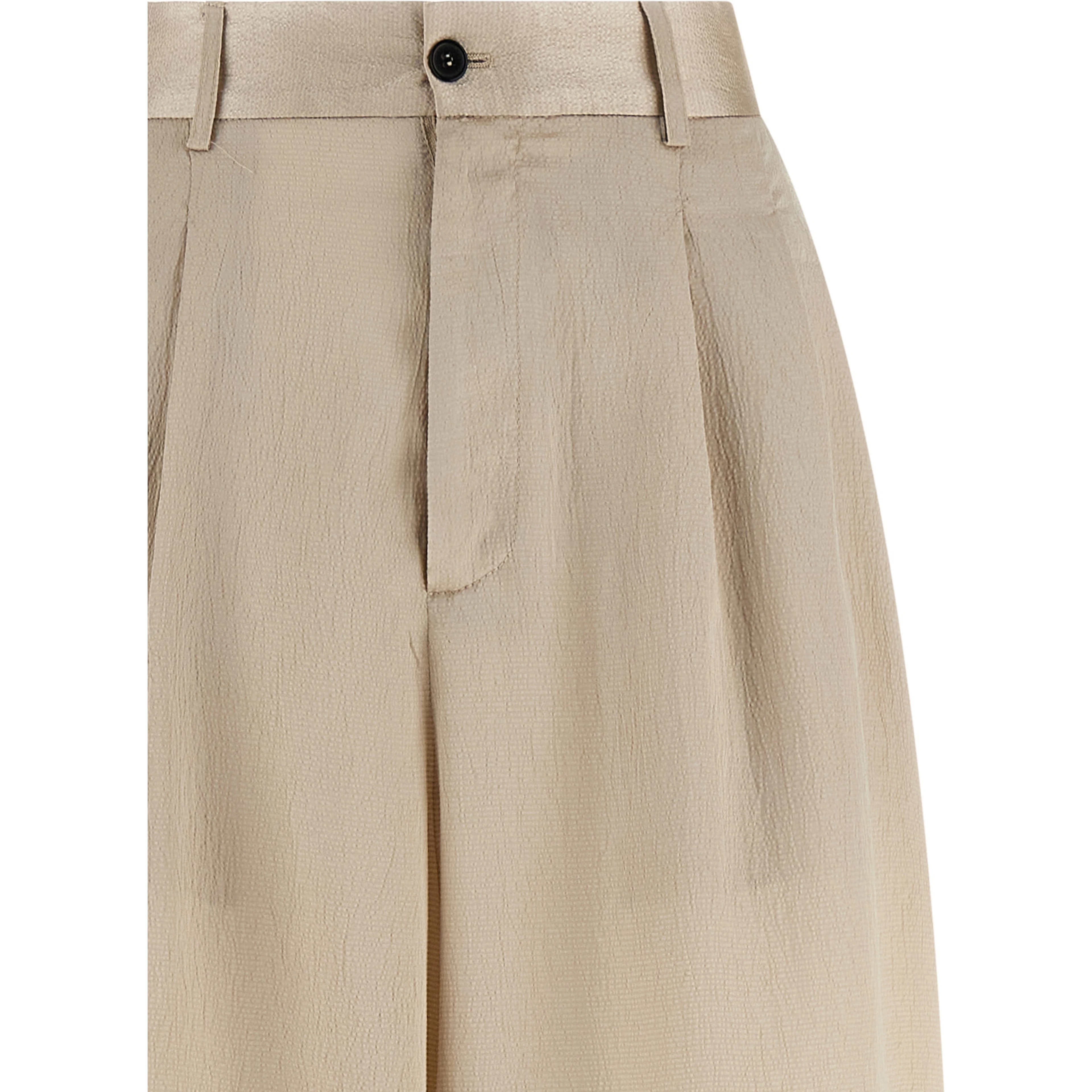Beige Polyester Casual Pants
