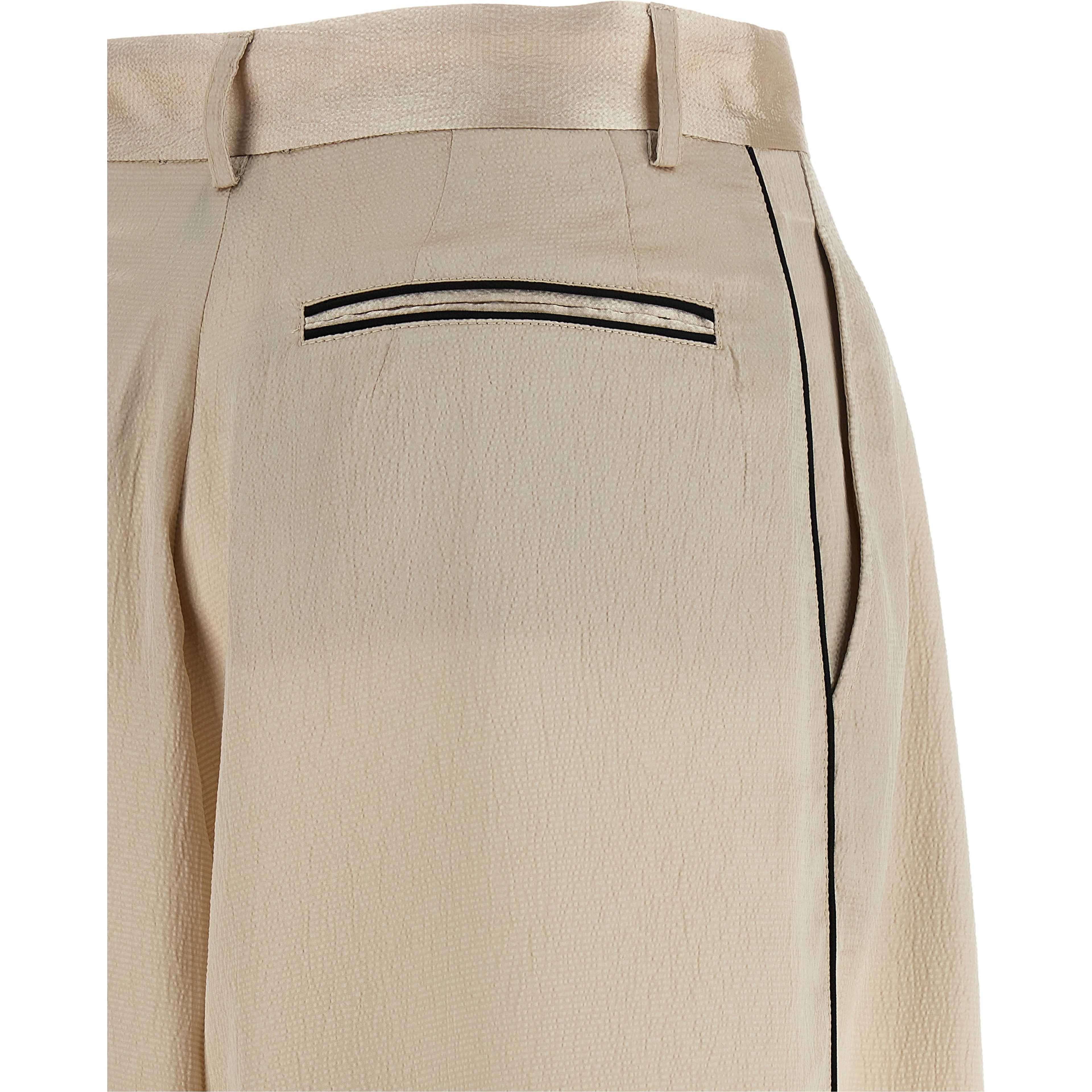 Beige Polyester Casual Pants