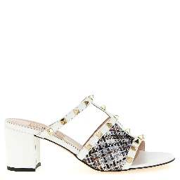 White Polyester Platform Sandals