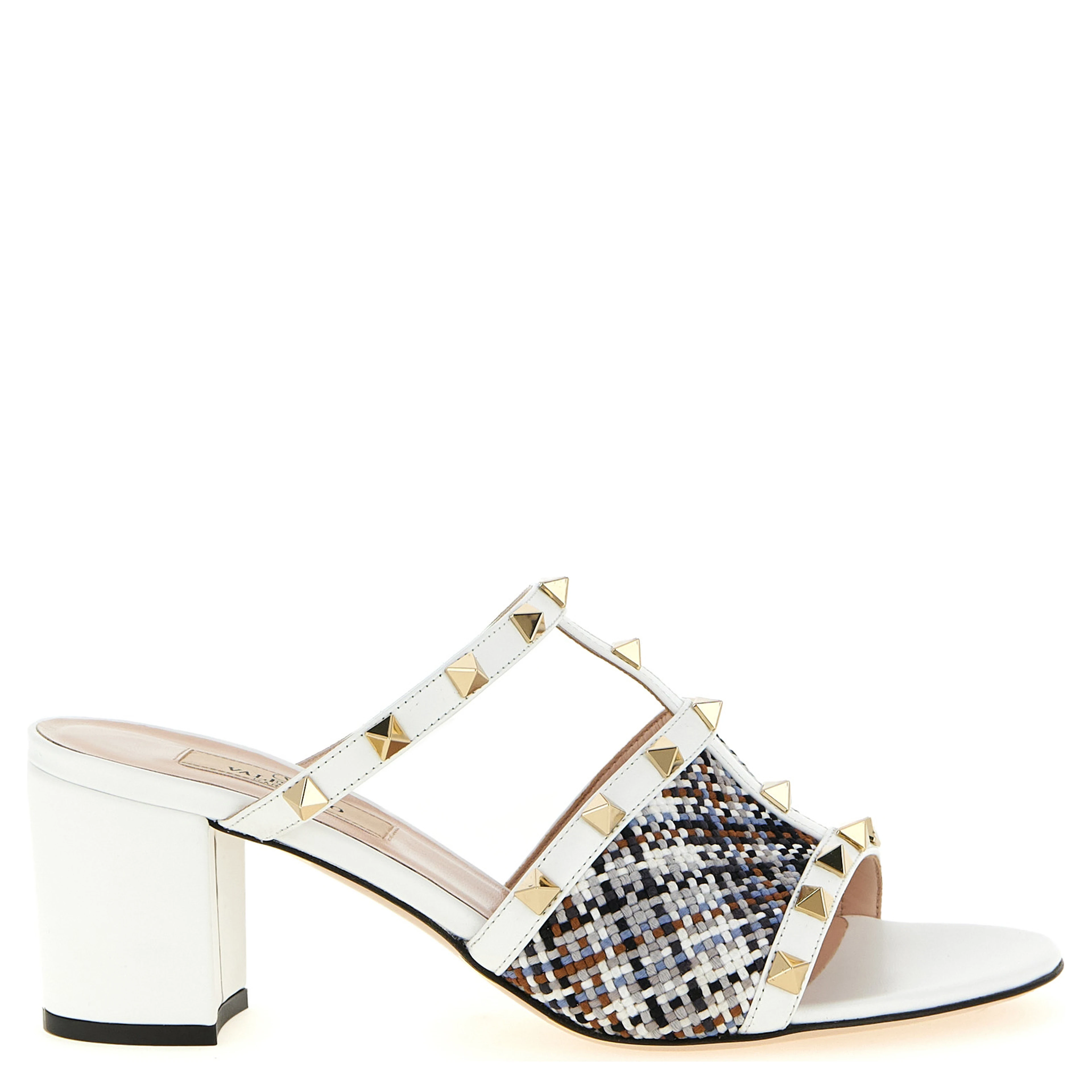 White Polyester Platform Sandals