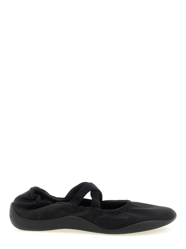 Black Polyester Ballet Flats