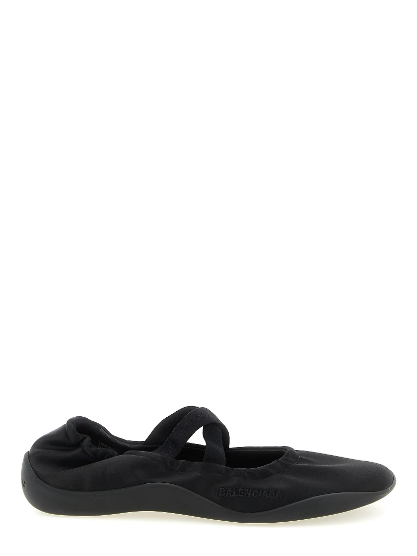 Black Polyester Ballet Flats