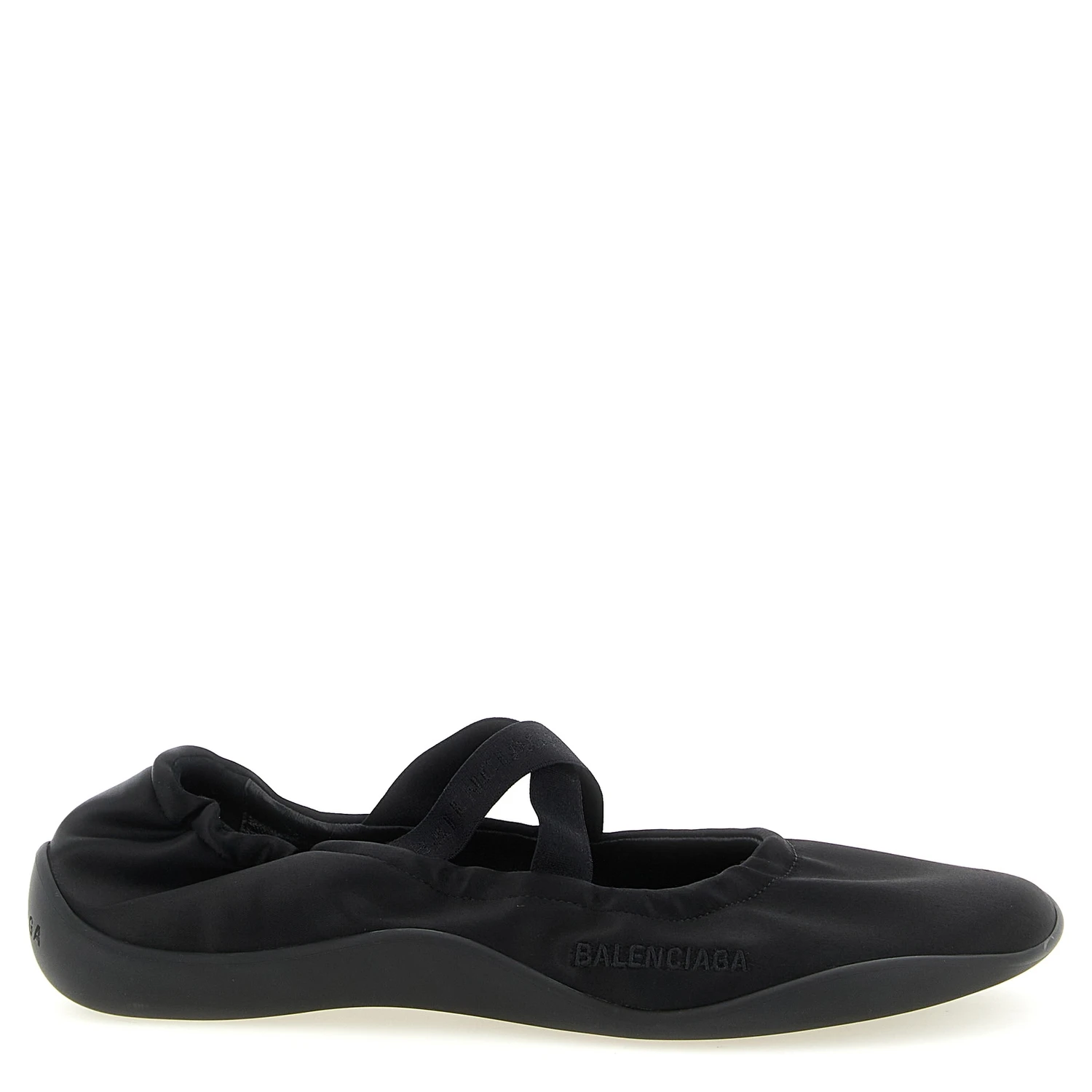 Black Polyester Ballet Flats