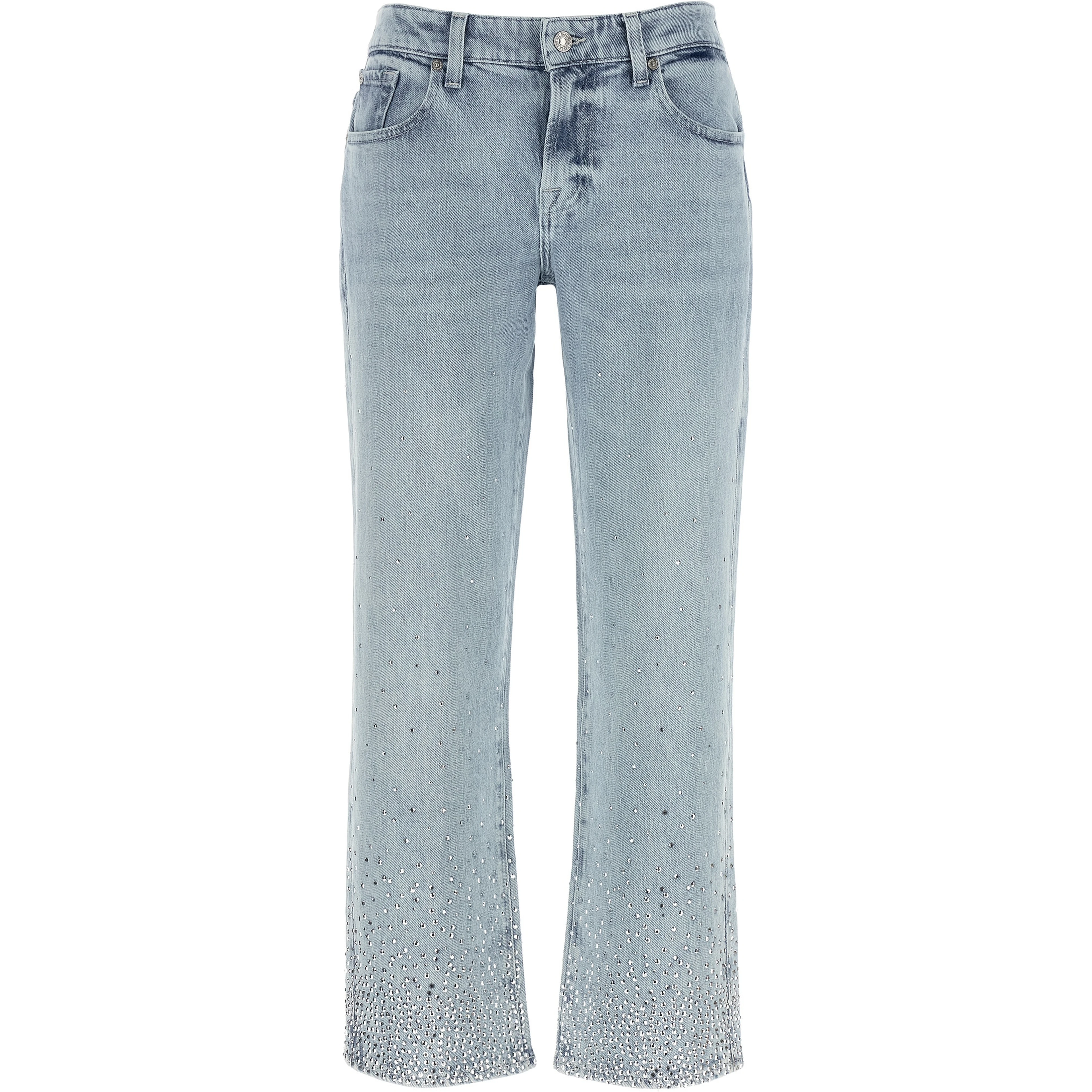 Blue Cotton Straight-Leg Jeans