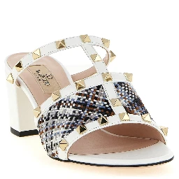 White Polyester Platform Sandals