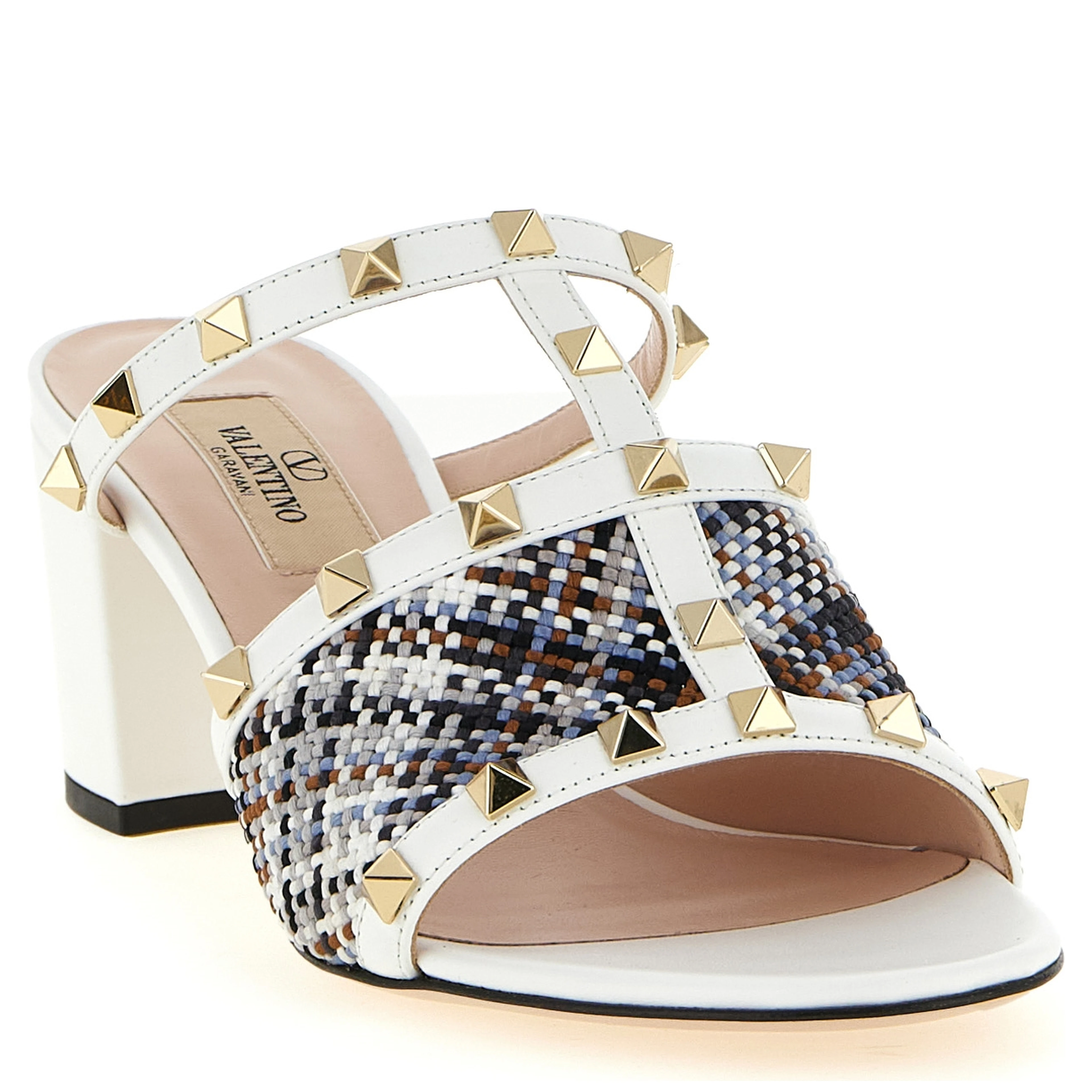 White Polyester Platform Sandals