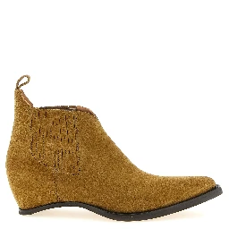 Brown Bovine Leather Ankle Boots