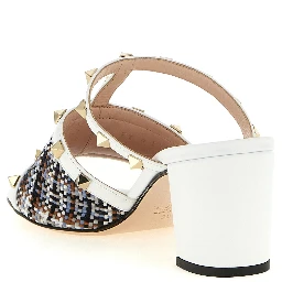 White Polyester Platform Sandals