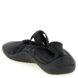 Black Polyester Ballet Flats