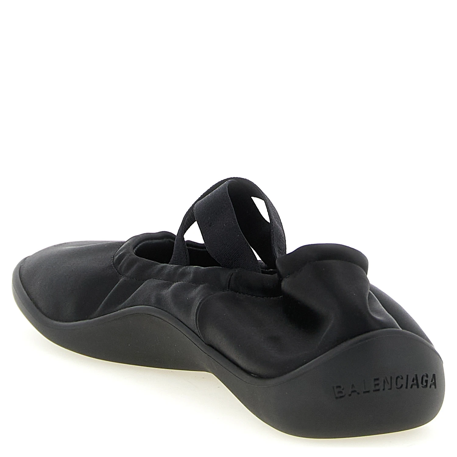 Black Polyester Ballet Flats