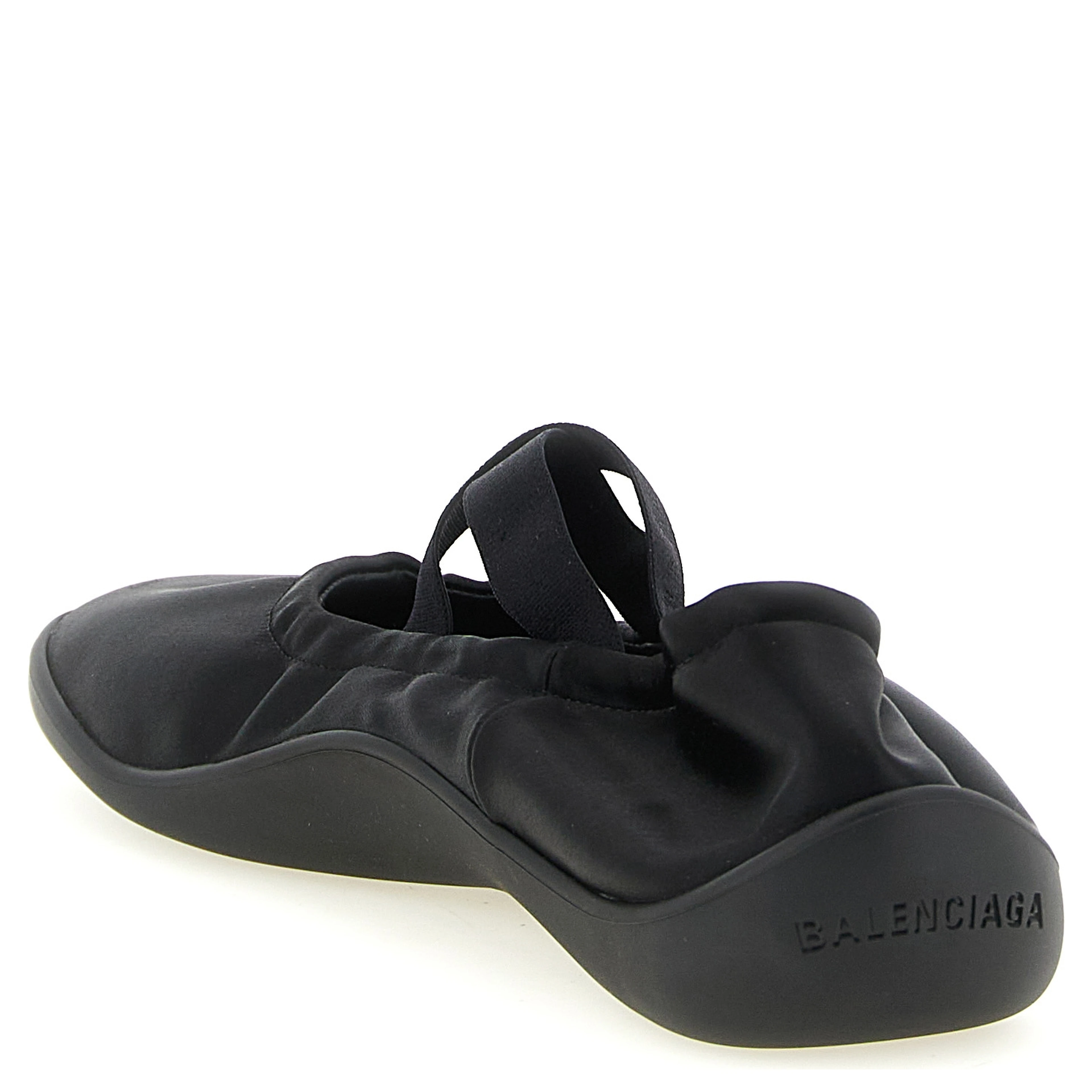 Black Polyester Ballet Flats