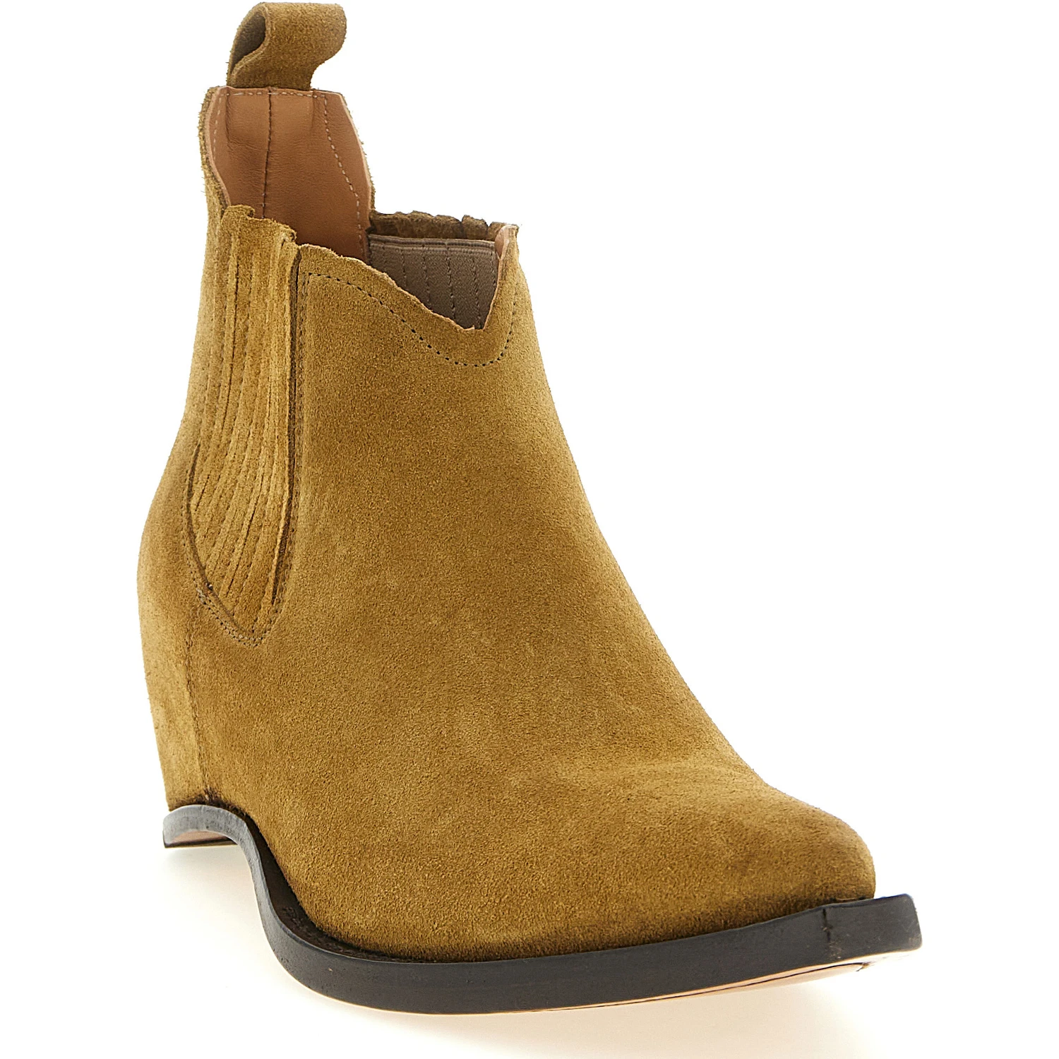 Brown Bovine Leather Ankle Boots