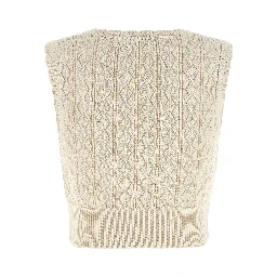 Beige Cotton Sleeveles T-Shirt
