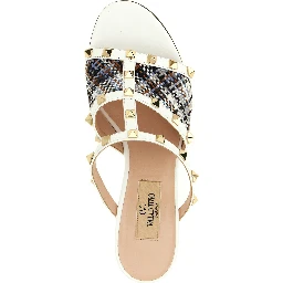 White Polyester Platform Sandals