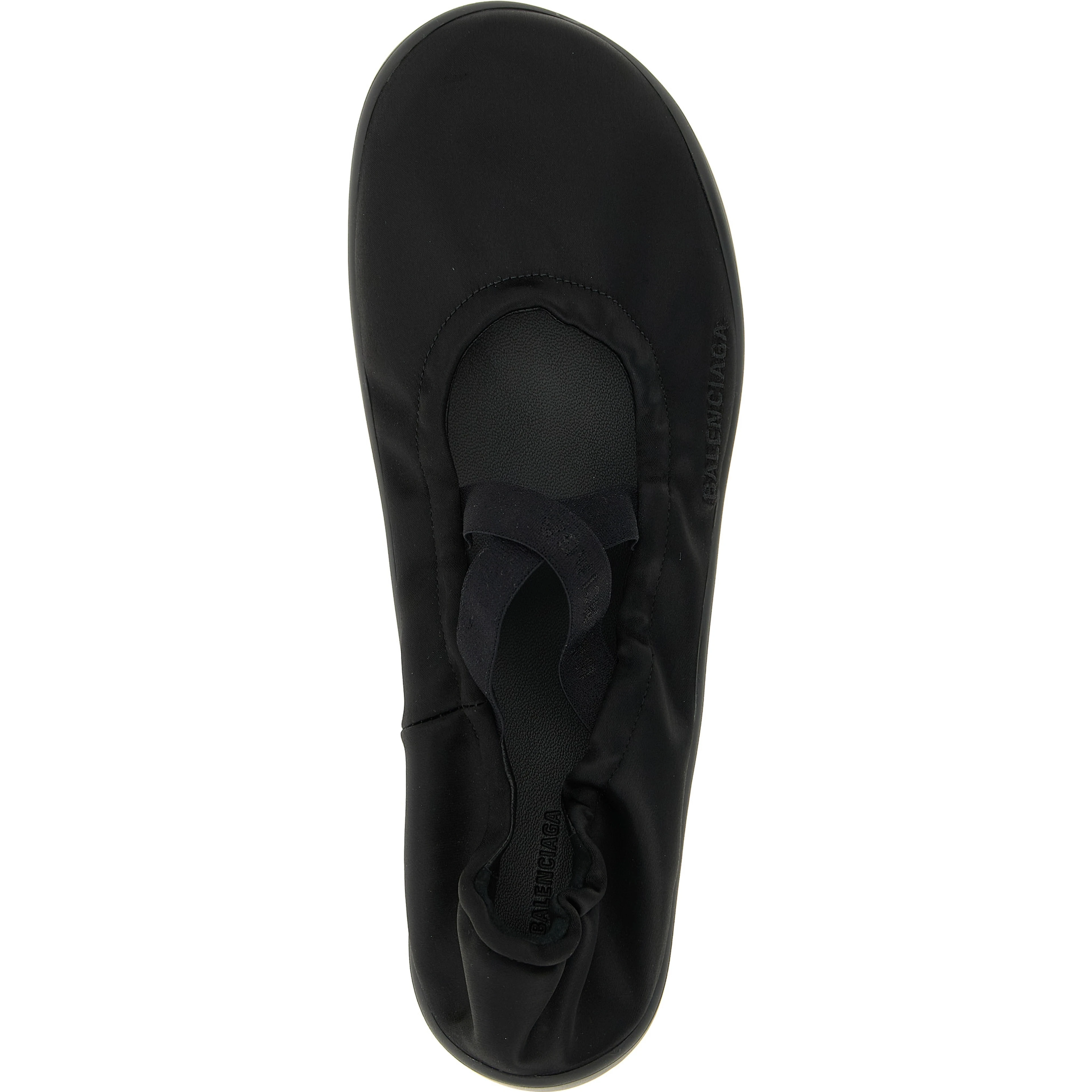 Black Polyester Ballet Flats