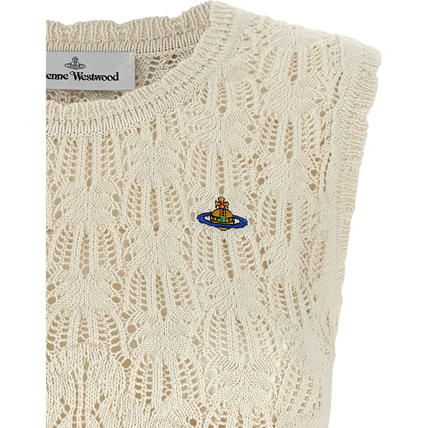Beige Cotton Sleeveles T-Shirt