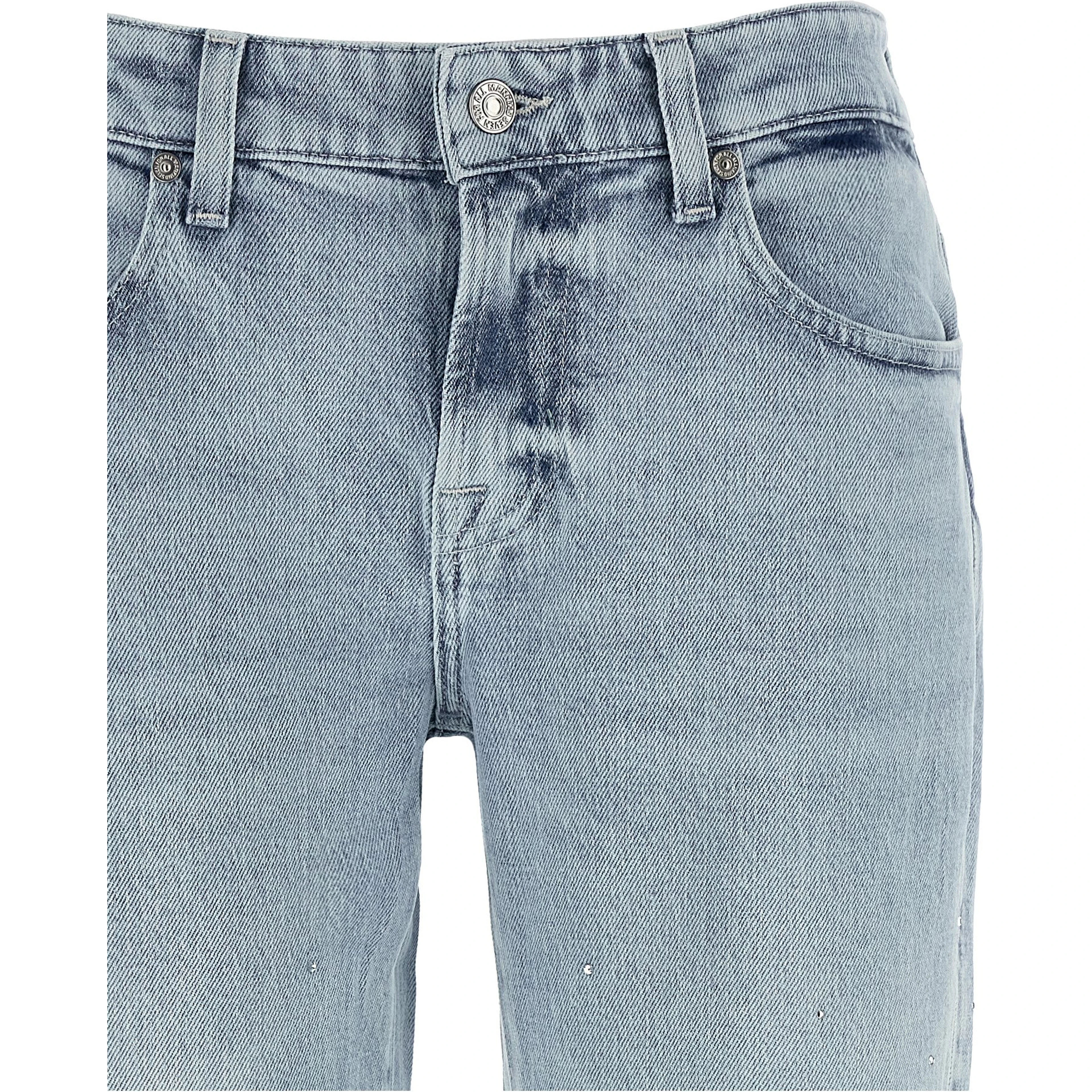 Blue Cotton Straight-Leg Jeans