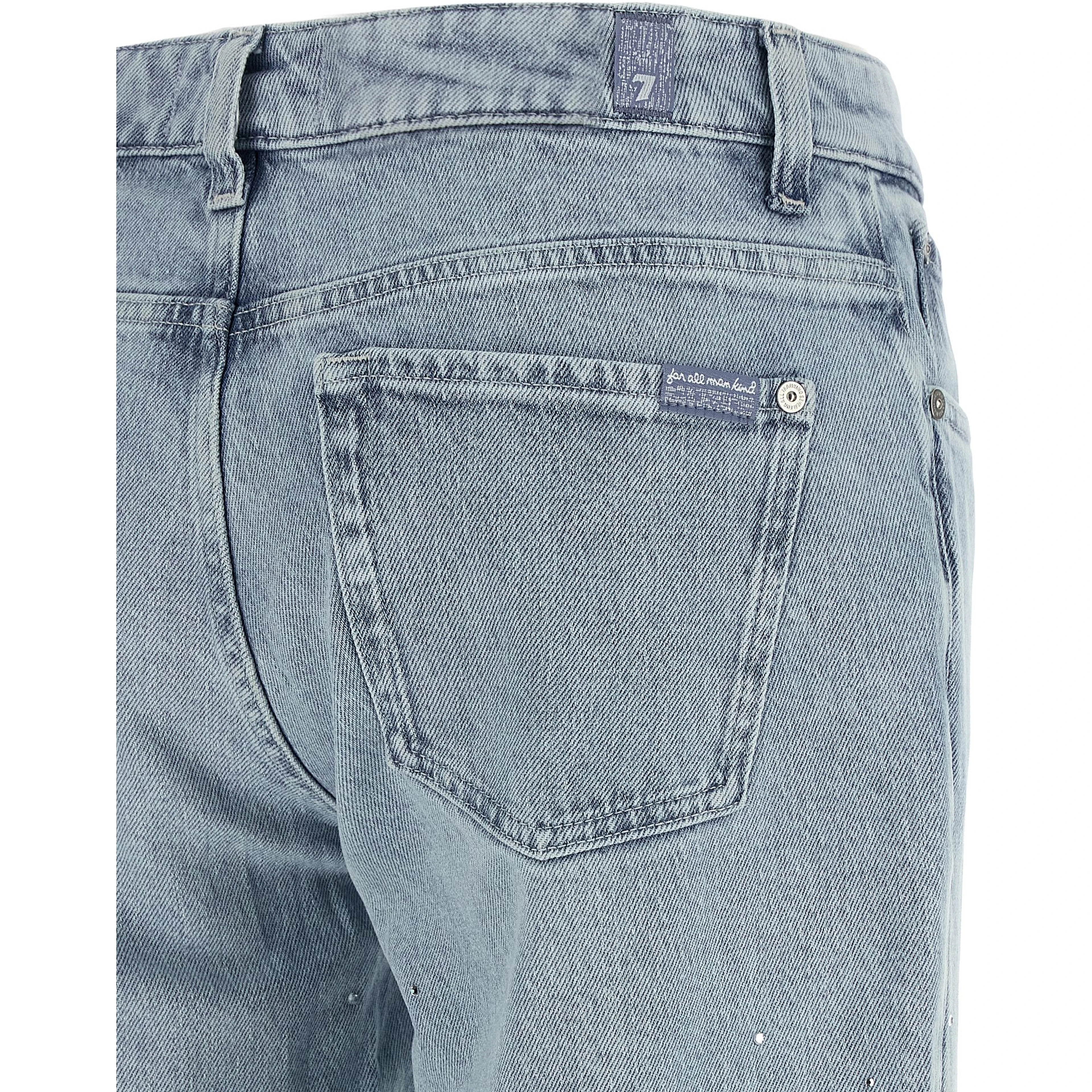 Blue Cotton Straight-Leg Jeans