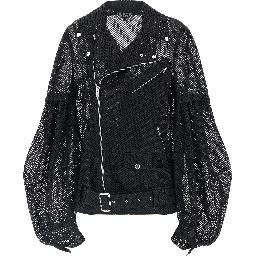 Black Polyester Biker Jacket