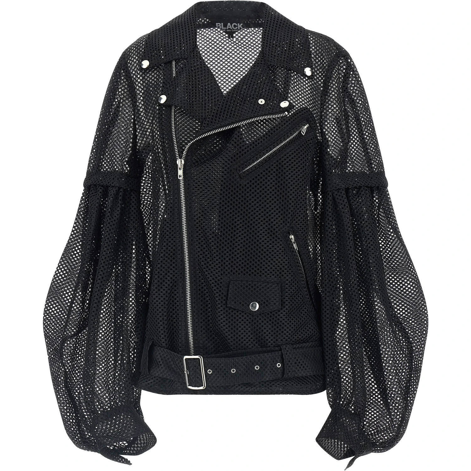 Black Polyester Biker Jacket