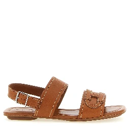 Brown Calfskin Flat Sandals