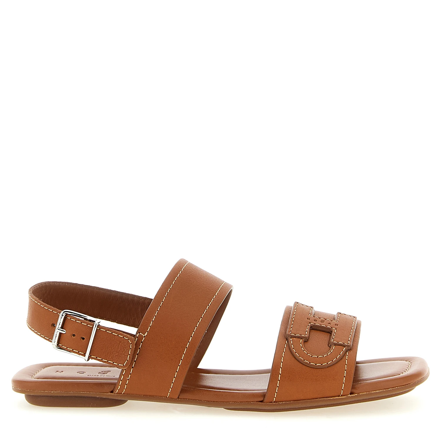 Brown Calfskin Flat Sandals
