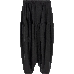 Black Polyester Casual Pants